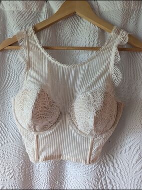 Victoria's Secret Lace Longline Bralette in Cream